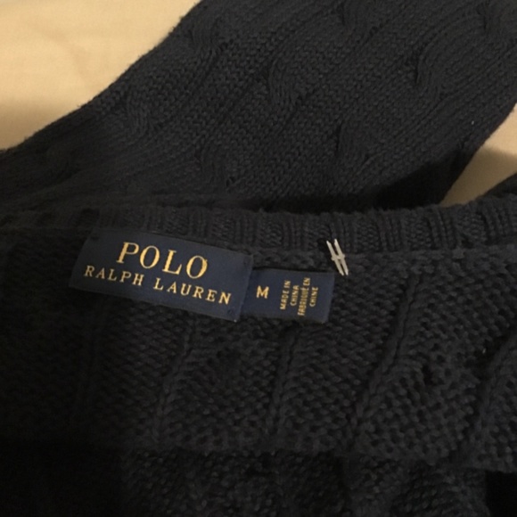 🔥🔥NEW CONDITION, CABLE KNIT SWEATER, POLO RALPH LAUREN, MEDIUM, UNISEX , BLUE - Picture 4 of 4
